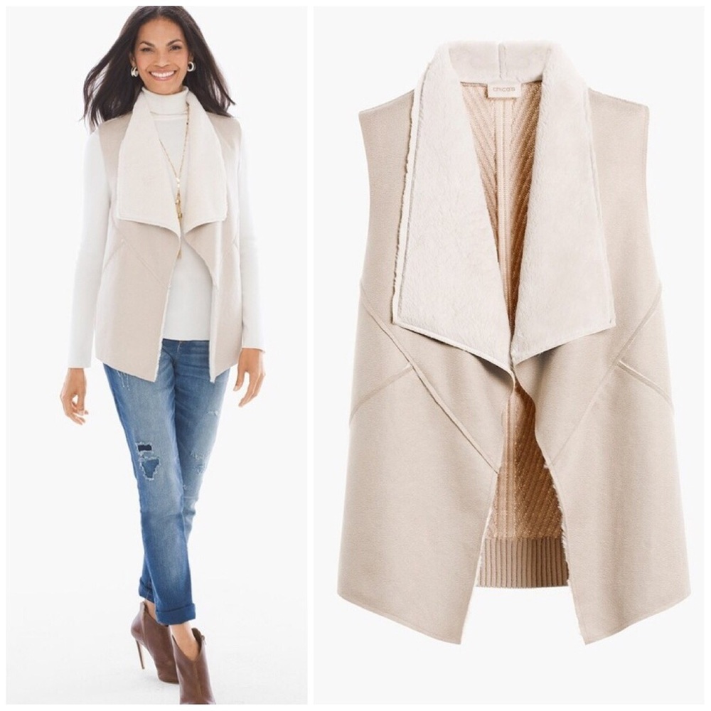 Chico’s Shearling Sweater Back Sueded Vest 
Sz M